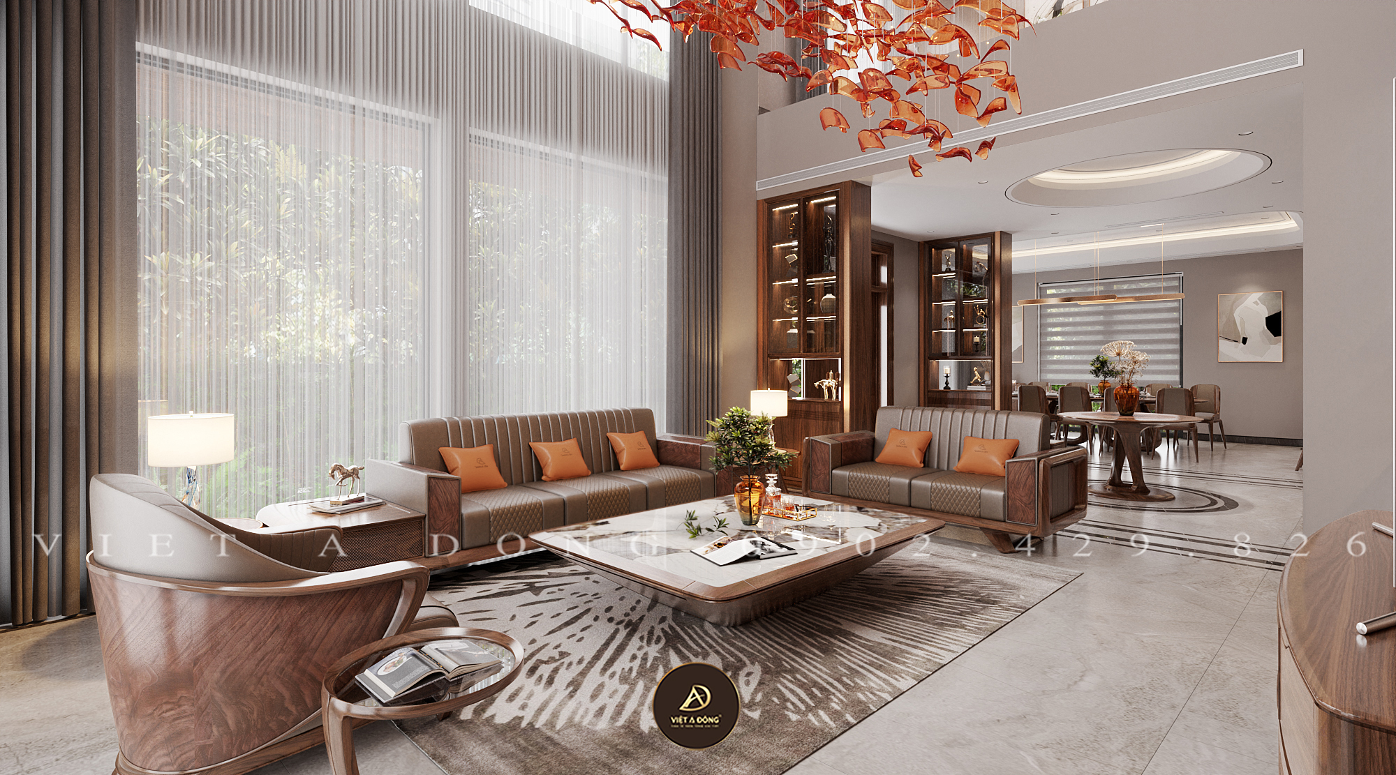 Kích thước sofa gỗ óc chó chữ U